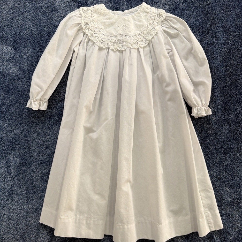 Vintage Chabre Communion Dress White Peter Pan Collar Heirloom Girls 2T